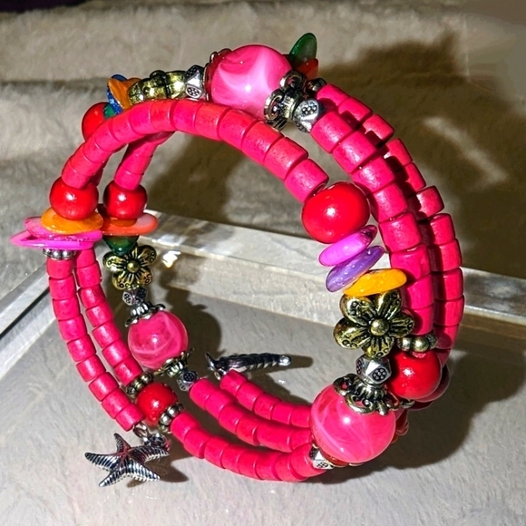 Set (4) BOHEMIAN Wrap Bracelet BOHO Beaded Handmade Charm Bracelets Jewelry - Picture 3 of 9